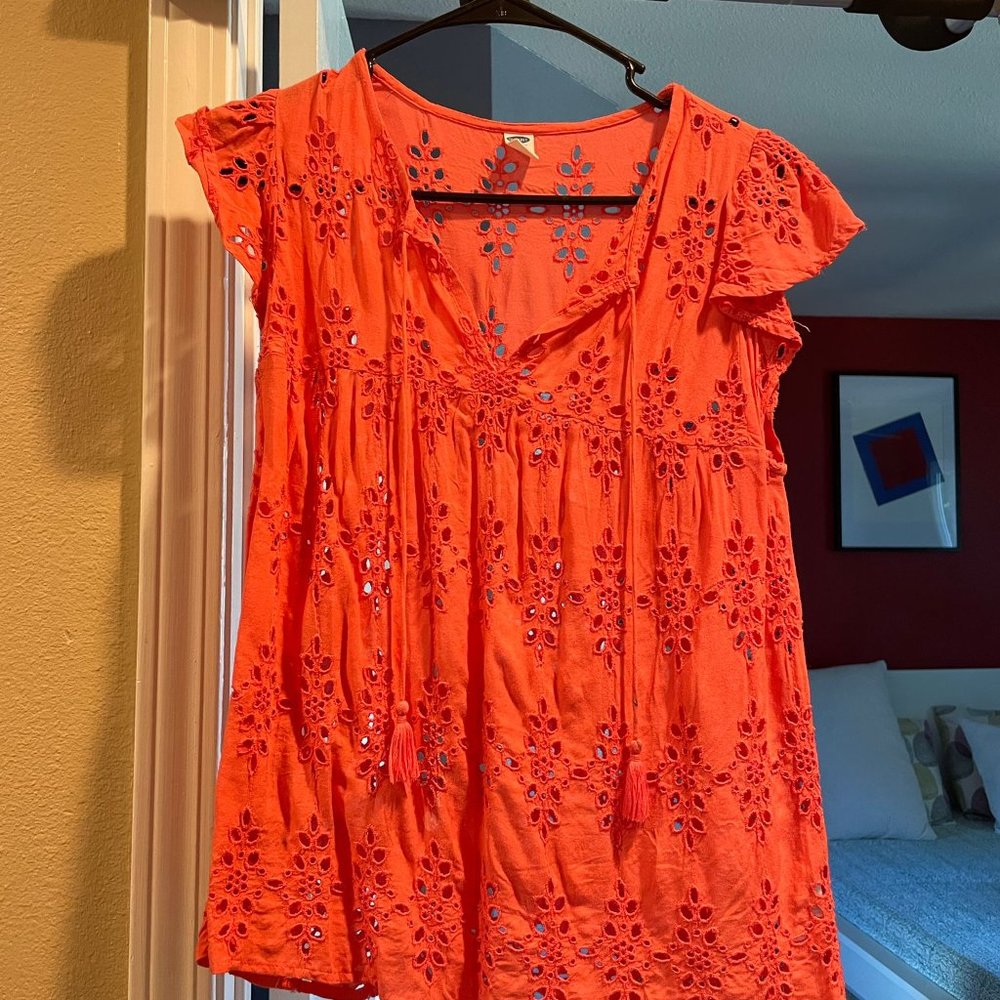 Peach Eyelet Top - Old Navy